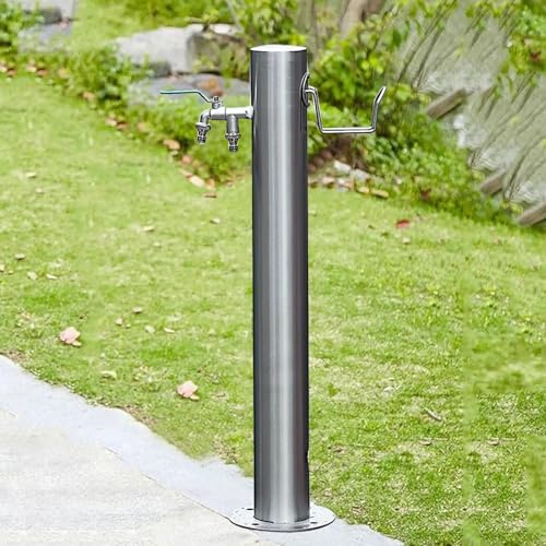 Colonna d'acqua da giardino in acciaio inossidabile con rubinetto esterno 50 cm verticale autoportante estensione del tubo della fontana design antigelo per uso in villa e parco