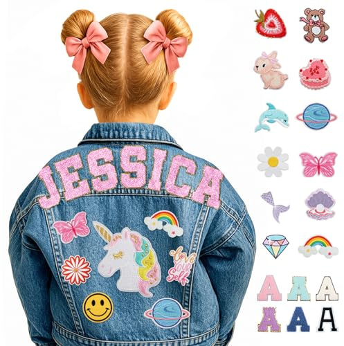 Gridachi Chaqueta de mezclilla personalizada para niños con nombres personalizados de 1 a 12 años, chaquetas de mezclilla de manga larga, ropa de abrigo de primavera y otoño, chaquetas de cumpleaños