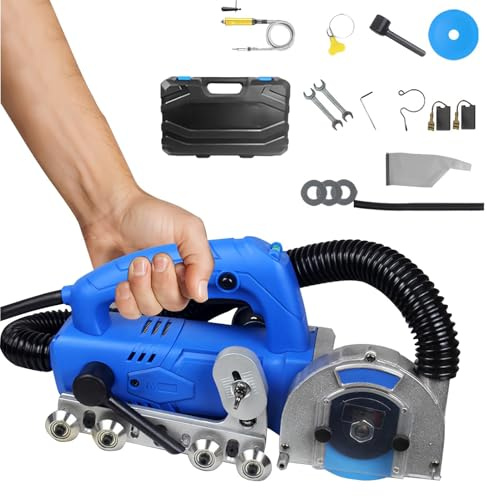 1200W Tile Joint Cleaner with Adjustable Cutting Depth,Electric Tile Seam Cleaning Machine,Floor Tiles Gaps Slot Tool with Transparent Protective Cover and Assistive Pulley,DIY Use