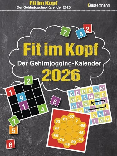 Fit im Kopf - der Gehirnjogging-Kalender - Abreißkalender 2026 - Worträtsel, Quizfragen, Logik - Bassermann-Verlag - Wandkalender - 16,5 cm x 22 cm