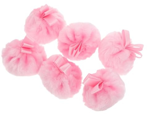 PACKOVE 6 Borlas para Polvos Corporales de Felpa Rosa, Aplicadores de Maquillaje Suaves y Lavables, Ideales para Uso Diario y Viajes, con Diseño Esponjoso y Forma Redonda