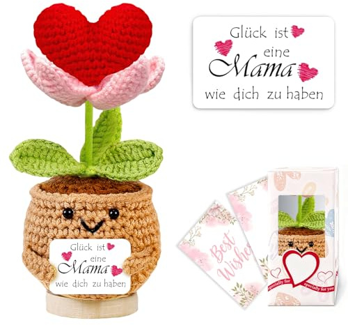 Geschenke für Mama Gehäkelte Herz Glücksbringer Deko Geburtstagsgeschenk | Muttertagsgeschenke Weihnachtsgeschenke für Werdende Mama Pocket Hug Personalisiert Dankeschön Geschenk Weihnachten Muttertag