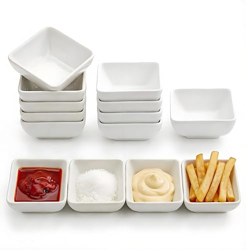 10 Pieces Dipping Bowls 7.3 x3 cm Small Bowls White Plastic Bowls Soy Sauce Dish Dip Bowls for Sushi Snack Bowls Soy Sauce Plate for Side Dishes Reusable Mini Bowl