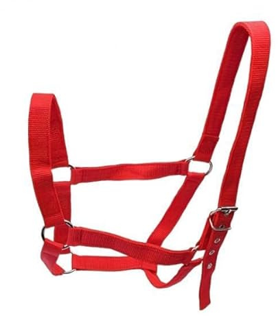 KiBcsLic Horse Halter,Chin and Throat Snap Halter,PP Good Durability Wear Resistant Horse Rope for Pasture Racecourse Farm, red
