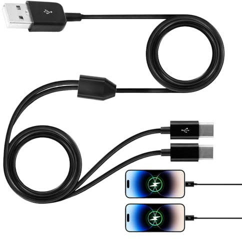 Othrion 1Pcs Multi USB C Splitter,2 in 1 Type C Male Plug Cord Charging Cable,1.5m Dual Usb C Cable Charging Splitter 1 to 2,Fast Charger Data Transfer Connectors,1 to 2 Sync Charging Cable Adapter