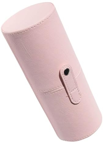 UKCOCO Portaspazzole in Pu Rosa, Contenitore Cilindrico Organizzatore per Pennelli da Trucco, Astuccio Portapennelli Portatile per Viaggio e Uso Domestico, Organizer Strumenti Cosmetici