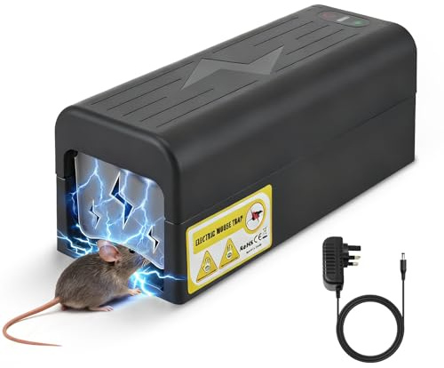 ExKeen Rattenfalle Elektrisch, 3000V Elektrische Mausefalle mit Netzadapter und LED-Licht, Wiederverwendbare Falle, Duale Stromversorgung, Mausefalle für Drinnen, Küche