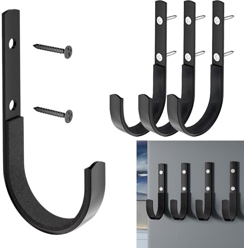 PENGCHE Soporte de pared de acero inoxidable, 4 colgadores de armas y ganchos, soporte para rifle montado en la pared, para armas, palas, mochilas, ropa, estable y resistente a los arañazos