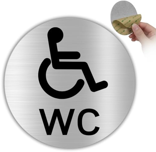 LEIASA | Insegna Bagno Disabili - Ø 10 cm - Alluminio - Servizi Riservati