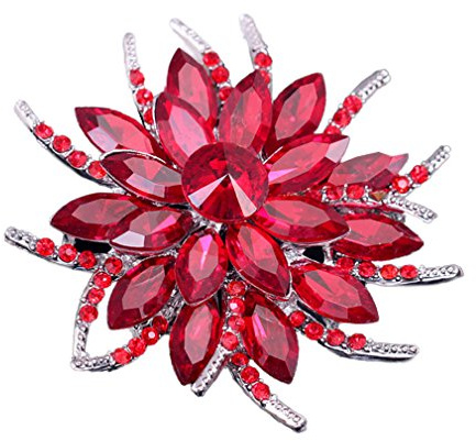 YAZILIND Art und Weise große Blume Rhinestones Legierungs-Zirconia-Brosche Corsagee Frauenmädchen Zusätze (rot)