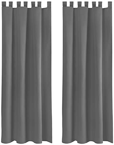 Bestlivings Blickdichte Gardine im 2er Pack mit Schlaufen (140x225 cm/Anthrazit), in vielen Farben