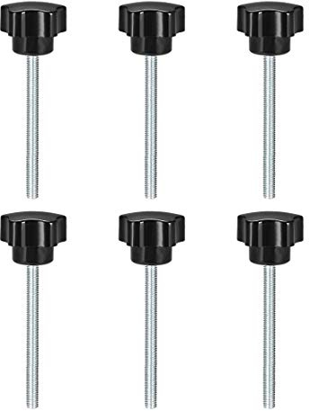 sourcing map 6 Stück Sterngriffschraube M6 x 70mm Schrauben mit Griff Rändelschraube Flügelschrauben Sternkopfschraube Sterngriffmutter 32mm Klemmknopf für Werkzeugmaschine Maschine, Schwarz