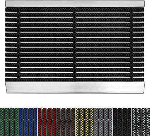 etm Fußmatte mit Aluminium Rahmen für außen | Elegante Alumatte mit robusten Bürsten wetterfest | 3 Größen (50 x 80 cm Schwarz)