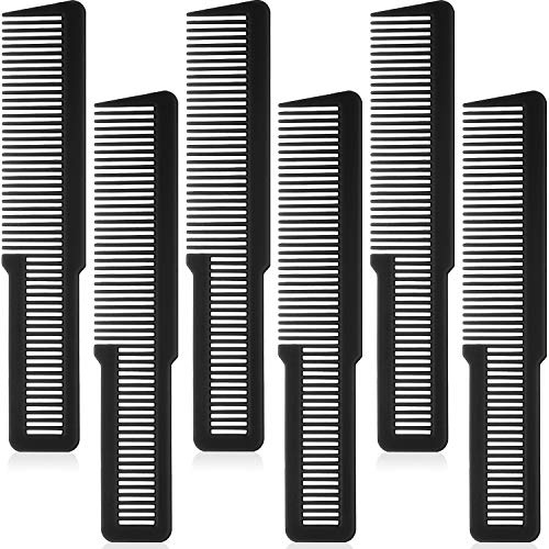 Patelai 6 Pieces Clipper Barber Comb Professional Flat Top Combs for Stylists and Barbers(Black)