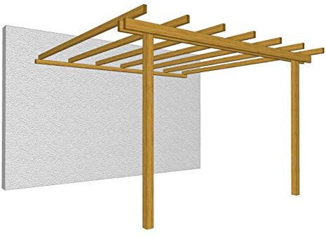 LOSA Pergola addosata in Legno di Pino da Giardino Esterno Modello PERGOLA ADDOSSATA 240x300