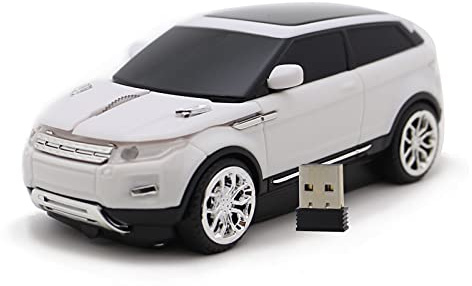 DAY DAY HAPPY SUV Voiture Souris sans Fil LR Racing Computer Souris Optique USB 2.4ghz pour Ordinateur Portable pc (White)
