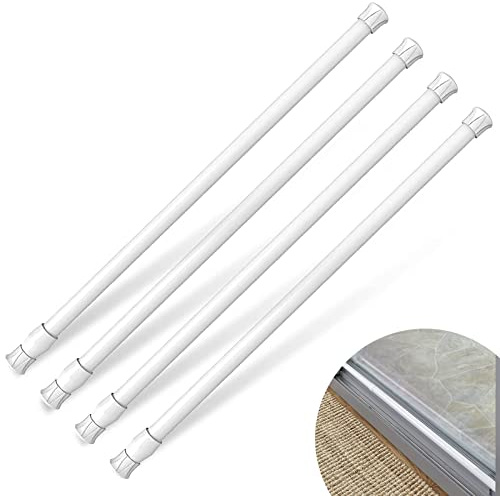 KUANVE 4 Pcs Window Security Bars, Adjustable Sliding Glass Door Bar Sliding Door Security Bar Window Safety Lock Bar with Rubber Tips for Children Home, Extends from 15.8-27.6 Inch, White