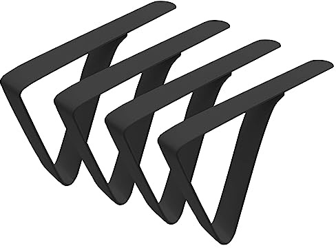 Pargleev Large Tablecloth Clips Stainless Steel Rust Proof Table Cloth Clips Table Clips for Home, Restaurants, Picnic, Party, Dining Tables - Fits Up to 2.6 Inch Thick Tables 4pcs Black