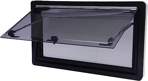 Ausstellfenster Camper, Ausstellfenster Seitenfenster Wohnmobil Fenster RV Klappfenster Externes Push-Fenster mit integriertem Rollo und Fliegengitter für Wohnwagen Van Camper (90 x 50 cm)
