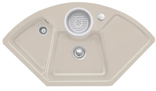 Villeroy & Boch Solo Eck Almond - 6708 02 AM Keramikspüle Excenterbetätigung