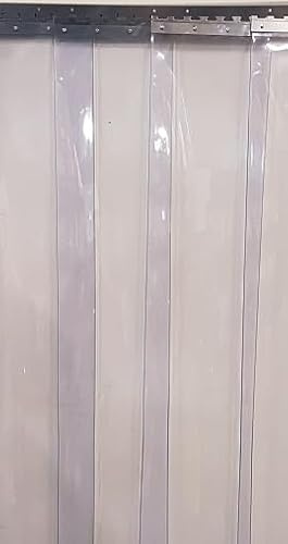 Sirocco Lamellenvorhang Bausatz 1m breit 2.5m hoch PVC Streifenvorhang 30cm 3mm blau transparent lebensmittelecht Edelstahl Schiene witterungsbeständig UV stabil