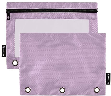 ODAWA Lilac Binder Pouches, 2 Pack 3 Ring Pencil Pouch for Binder Zipper Pencil Pouches Case Binder Cosmetic Bag