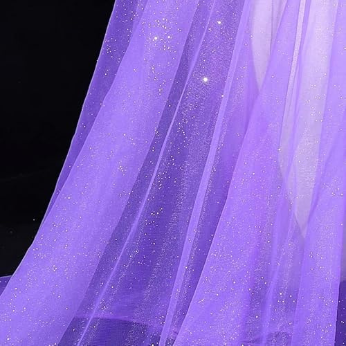 SYSUII 300cm*160cm Organza Stoffe zum Nähen Meterware,Dekostoff Kostümstoff zum Nähen Leichter Glanz Glitzer Organza Tüllstoff Für Kleidung Dekoration Gardine Vorhänge Tischdecken Deko Schals -Lila