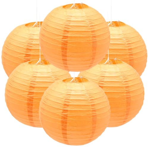 Ruidee 6 farolillos de papel redondos, para decoración de fiestas, bodas, fiestas, cumpleaños, decoración (naranja)