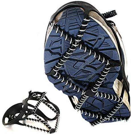 Kayferli Schuhspikes Schnee und Eis Trktionspaars Universal-paar -Schuh Campen & wandern Überstiefel Wasserdicht Spikes für Schuhe Winter (Black, One Size)