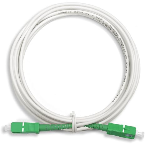Qilnyeh Cavo Fibra Ottica SC/APC, SC/APC Simplex Monomodale Cavo Fibra 9/125μm LSZH, Optic Patch Cord diametro esterno 3,0 mm(White, 10meters)