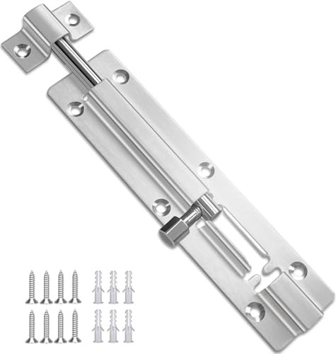 AYYIQO Door Lock Bolt (146mm) Stainless Steel Sliding Latch Bolt with Screws - Lock for Bathroom, Bedroom, Toilet, Shed, Pet Doors - Silver (6inch 1pcs)