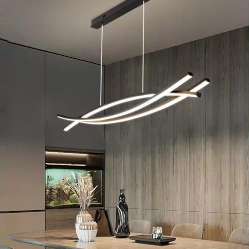 Esszimmerlampe LED Pendelleuchte Esstisch Wohnzimmer Dimmbar Hängelampe 3000K-6500K mit Fernbedienung Küchen Hängend Lampe Moderne Höhenverstellbar für Büro Essecke Hängeleuchte (Schwarz, L100cm)