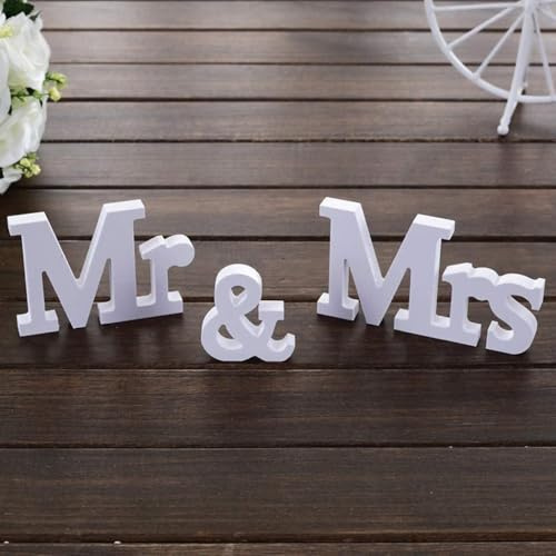 MR & MRS Buchstaben Schmücken,Mr & Mrs Buchstaben für Hochzeitsdekoration Vintage-Stil Mr und Mrs Zeichen PVC Alphabet Buchstaben für Brauthochzeitsdeko Foto Requisiten Party Tischdekorationen
