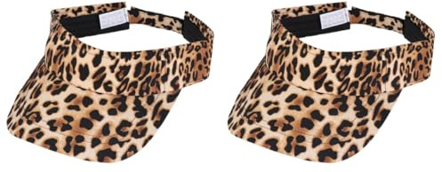 WRITWAA Sonnenvisier Mütze 2 Stück Leopardenmuster Verstellbar | Sommerkappe für Damen Herren mit UV-Schutz beim Wandern Camping Reisen