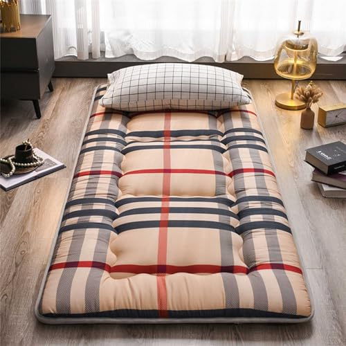Japanische Bodenmatratze, Einzelbett, weich, atmungsaktiv, Futon-Matte, tragbar, aufrollbar, Klappbett für Zuhause, Camping, Couch, F150 x 200 cm