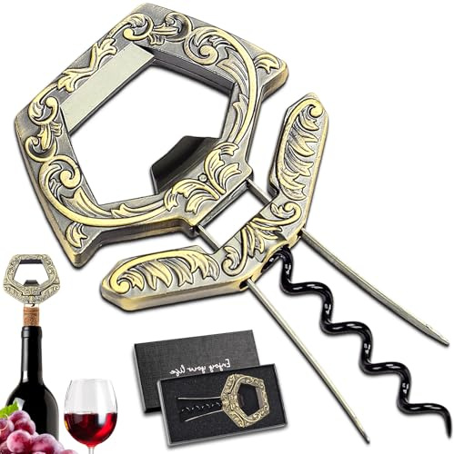 LUCYLANKER Abridor de botellas de vino, abridor de botellas de vino 3 en 1 Ah So para tapones viejos, abridor de vino Ah So con sacacorchos, removedor de corcho de vino, regalo para los amantes del