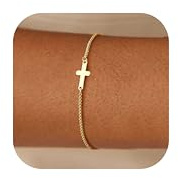 Dochais Damarmband kors guld silver zirkon armband guldpläterade 14K, 22 cm