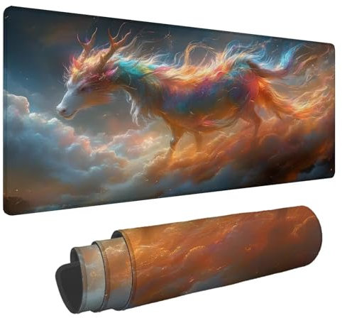 Tapis de Souris Couleur Tapis de Souris XXL Cerf 1500x800x4mm Tapis Souris Gamer, sous Main Bureau Ordinateur Portable, Mouse Pad Bords Cousus Caoutchouc Antidérapante, pour Souris et Clavier A-13