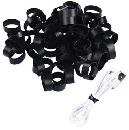 100 bridas de silicona negra de 10 mm de diámetro interior, bandas de goma planas elásticas para cables para el hogar, oficina, escuela, organización