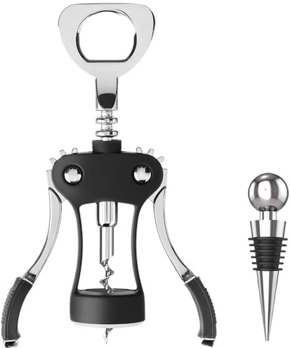 Armo® Corkscrew Wine Bottle Opener with Bottle Stopper Metal Wing Corkscrew Beer Cap Opener