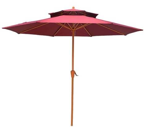 CAFIEDR Parasol de Jardin Double Toit de 2,7 m, Protection UV, Rond, imperméable, pour terrasse, Jardin, Piscine, fête