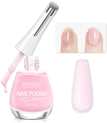 SUPWEE Schnelltrocknender Nagellack 16ML, Natürlicher Glanz Nagellack Nagelhärter Wachstums Aktivator Verstärkender Rillenfüller Base Coat Reparatur Nagelpflege