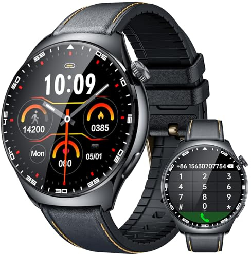 Montre Connectée Homme Smartwatch Sport: 1.46 Montre Intelligente avec Bluetooth Appel Fréquence Cardiaque SpO2 Moniteur Sommeil Podomètre IP68 Étanchéité 100+ Modes Sport Compatible pour Android iOS