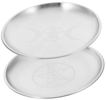 Cabilock 2pièces Bol Rituel Offrande Et Plateau Rond pour Brûleur Encens Bol Ignifugé Fer pour Rituels De Sorcellerie Wicca Et Tarot
