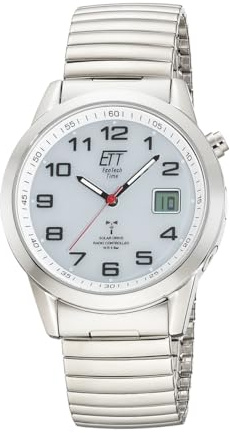 ETT Eco Tech Time Funk Solar Herren Uhr Analog mit digitalem Datum mit Edelstahl Zugband EGS-11711-12Z