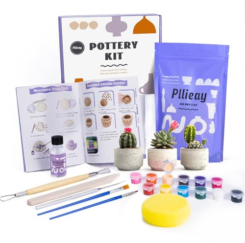 Pllieay Kit de cerámica creativo para adultos – Todo incluido : set de decoración de cerámica, herramientas y manual. ¡Kit DIY perfecto para casa!