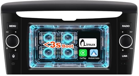 Autoradio Wireless CarPlay Android Auto, Sistema LINUX Radio AM/FM/RDS Bluetooth 5.0 con Touch Screen e Manopola Volume Fisica, Avvio Rapido, Plug and Play per Lancia Ypsilon