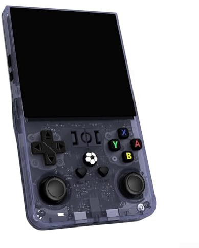 Console di gioco portatile retrò, processore quad-core a 64 bit con display IPS HD da 4,0 pollici per 6 ore di riproduzione supporta 15000 giochi classici (grigio trasparente)