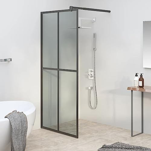 Mokuyary duschvägg för walk-in shower, 90 x 195 cm, mörkt säkerhetsglas, duschvägg för dusch, duschavskiljare, gå i dusch, duschskiljevägg glasvägg för badrum