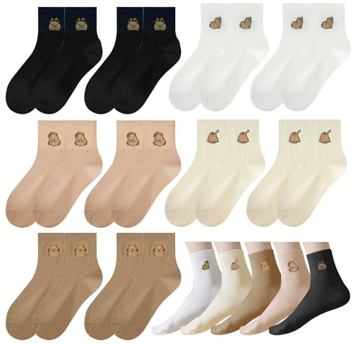 IETWATE Capybara Lot de 10 paires de chaussettes douillettes pour enfants Capibara - Chaussettes amusantes pour femme - 35-38 - Motifs Capybara - Chaussettes amusantes - Cadeau pour femme et enfant